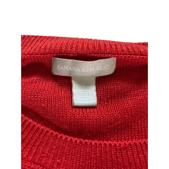 Banana Republic Womens Sweater S Red Knit Raglan Sleeves Linen Bamboo Blend - Picture 3 of 5